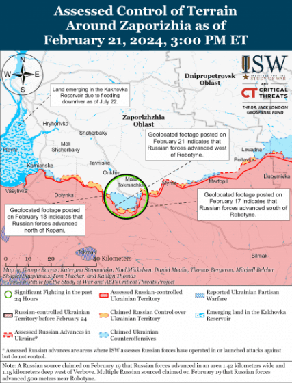 Російські війська намагаються просунутися біля Роботино: карти ISW