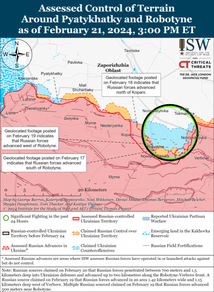 Російські війська намагаються просунутися біля Роботино: карти ISW
