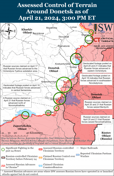 Російське військове командування серйозно ставиться до захоплення Часового Яру: карти ISW 7 Російське військове командування серйозно ставиться до захоплення Часового Яру: карти ISW