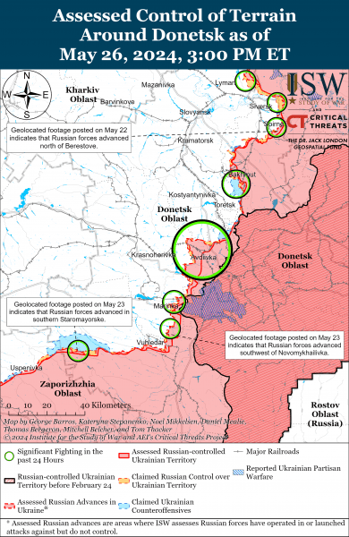РФ штурмує Вовчанськ, а ЗСУ утримують Кринки та ще два острови: карти ISW