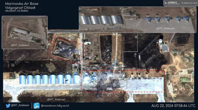 Появились спутниковые снимки аэродрома Мариновка, который атаковали беспилотники 2 Появились спутниковые снимки аэродрома Мариновка, который атаковали беспилотники