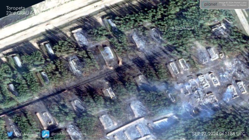 Нові знімки з супутника показали знищення на складі у Тверській області майже 60 будівель 4 Нові знімки з супутника показали знищення на складі у Тверській області майже 60 будівель