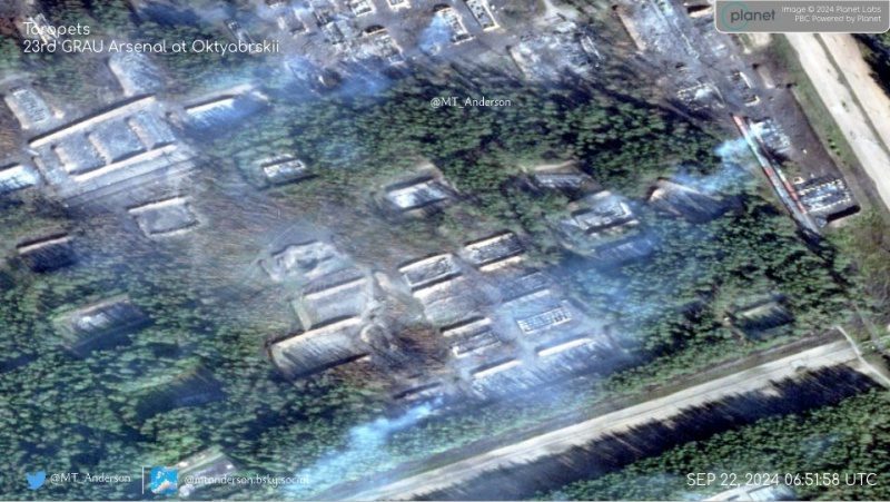 Нові знімки з супутника показали знищення на складі у Тверській області майже 60 будівель 3 Нові знімки з супутника показали знищення на складі у Тверській області майже 60 будівель