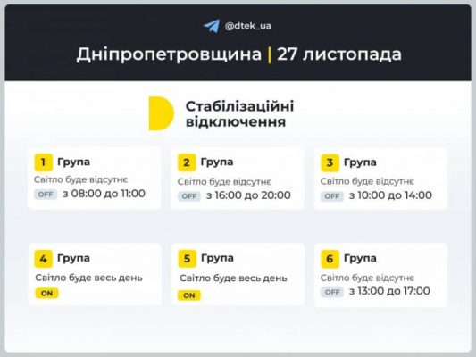 ДТЭК обнародовал подробный график отключения света в среду по трем областям 3 ДТЭК обнародовал подробный график отключения света в среду по трем областям