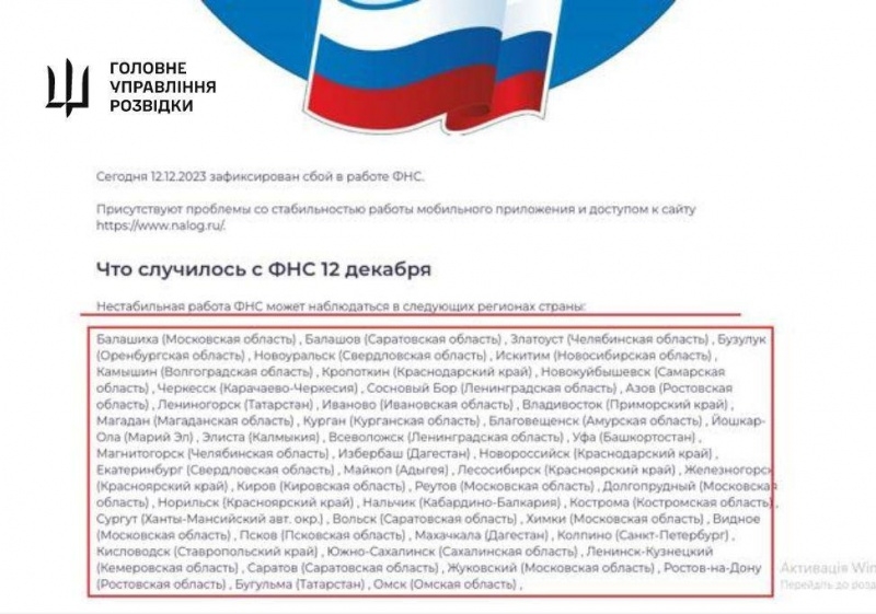 ГУР зламало федеральну податкову службу РФ: її не можуть відновити вже кілька днів