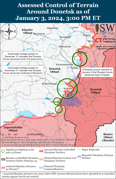Російські війська намагаються наступати на північ від Бахмута: карти ISW 4 Російські війська намагаються наступати на північ від Бахмута: карти ISW