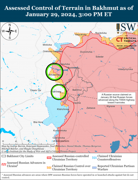 Російські війська наступають на кількох напрямках: карти боїв ISW 4 Російські війська наступають на кількох напрямках: карти боїв ISW