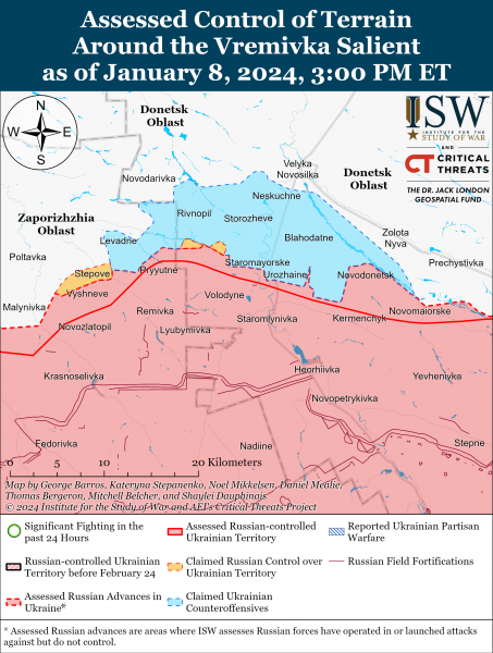 Російські війська трохи просунулися на захід від Донецька: карти ISW 5 Російські війська трохи просунулися на захід від Донецька: карти ISW