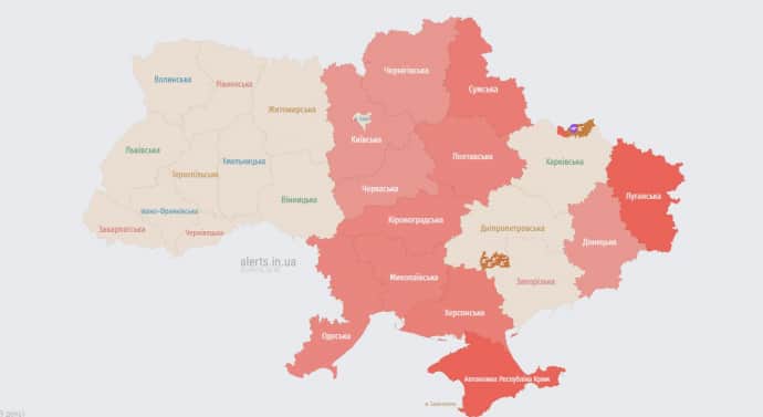 Россияне запустили по Украине ударные БпЛА, в ряде областей воздушная тревога 1 Россияне запустили по Украине ударные БпЛА, в ряде областей воздушная тревога