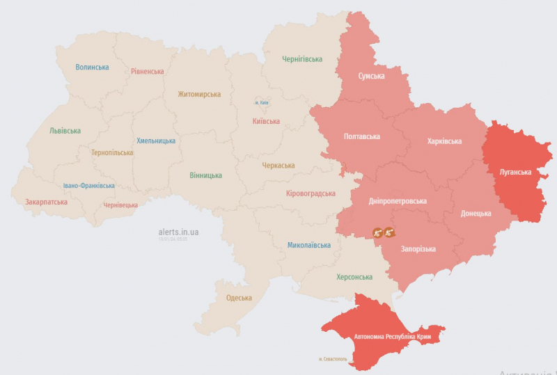У ряді областей України оголошено повітряну тривогу: повідомляють про пуск ракет