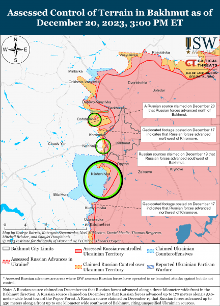 Українські війська контратакували в районі Авдіївки: карти боїв ISW