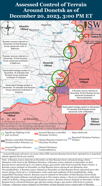 Українські війська контратакували в районі Авдіївки: карти боїв ISW