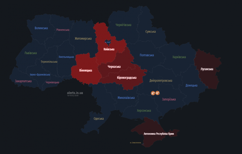 В низці областей України оголосили повітряну тривогу: зафіксований виліт ракет та дронів