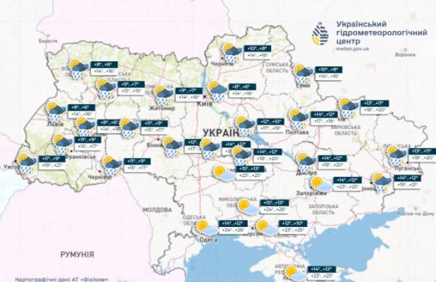 В понедельник дожди пройдут почти по всей Украине 1 В понедельник дожди пройдут почти по всей Украине