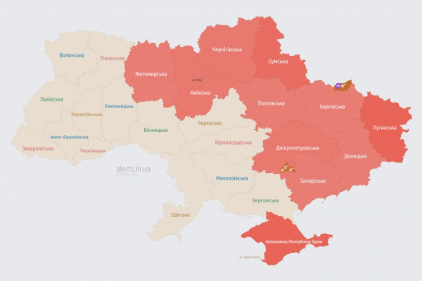 Воздушные силы зафиксировали движение российских ударных БпЛА на территории Украины 